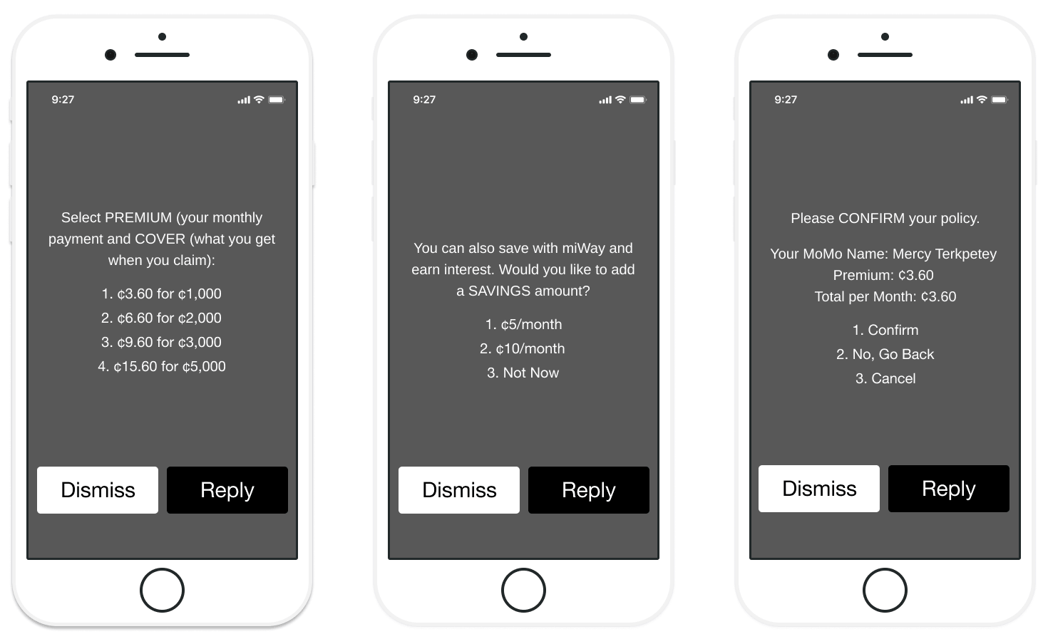 Selection of Premium and Options to Skip Savings.